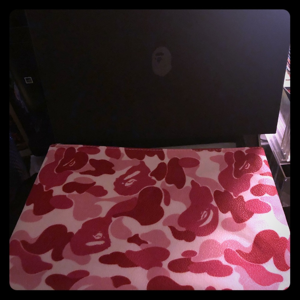 Pink Bape Camo leather purse